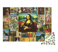 Mona Lisa Art Collage 1000 Pieces Jigsaw Puzzle for Adults & Teens, Cardboard, Mona Lisa Collage, Fun Brain Teaser, Develops Fine Motor Skills, Ideal Home Decor Wall Art 52x38cm/1000pcs
