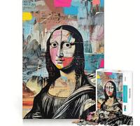 Mona Lisa Basquiat Style for Adults 1000 Piece Puzzle Restful Game Tension Relief Family Bond Xmas Surprise (38x52cm)