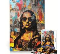 Mona Lisa Basquiat Style Jigsaw for Teenagers1000 Pieces Cognitive Boost Nice Thick Family Bond Santa Surprise (50x75cm)