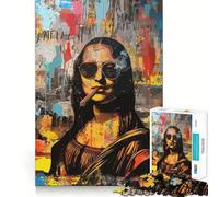 Mona Lisa Basquiat Style Jigsaw for Teenagers1000 Pieces Cognitive Boost Nice Thick Family Bond Santa Surprise (38x52cm)