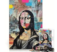 Mona Lisa Basquiat Style Jigsaw Puzzles 1000 Pieces for Adults Creative Play Sharp Detail Real Challenge Home Art (38x26cm)