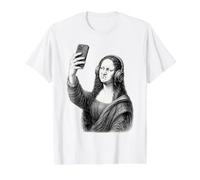 Mona Lisa Bass Face Selfie Funny Music Lovers DJs Producers Value Graphic T-Shirt, Men, White, XL
