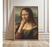 Mona Lisa Bathroom Art Poster, Toilet Humor Wall Art, Vintage-Style Bathroom Decor (Frame-style,18L x 12W)