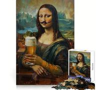Mona Lisa Beer Mustache 1000 Piece Jigsaw Puzzle for Teenagers Sharp Logic Home Fun Family Pastime Room Accent (50x75cm)