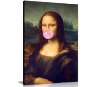 Mona Lisa Bubble Gum Canvas Print, Framed Wall Art Pictures for Home Decor 31x20cm (12x8in)
