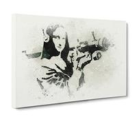 Mona Lisa By Banksy Canvas Print | Gallery Wrapped 30mm Frame Wall Art | 20x14 inches | Ready to Hang | Pop Art Abstract Picture | Living Room Bedroom Lounge Office