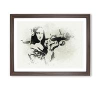 Mona Lisa By Banksy In Abstract Modern Art Framed Print | A2 Walnut Framed Wall Art | Ready to Hang | Abstract Fantasy Picture | Living Room Bedroom Lounge Office