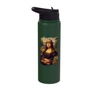 Mona Lisa Camping Adventure with Campfire Humor for Camper Stainless Steel Insulated Water Bottle
