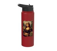 Mona Lisa Camping Adventure with Campfire Humor for Camper Stainless Steel Insulated Water Bottle