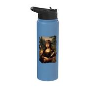 Mona Lisa Camping Adventure with Marshmallow Campfire Camper Stainless Steel Insulated Water Bottle