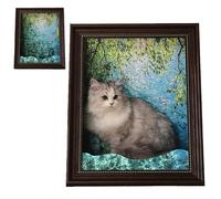 Mona Lisa Cat Bed, Art 4D Oil Painting Cats Frame Nest with Scratching Panel, Easy Assembly Pet Bed & Home Decor, for Artist Kitten (Brown Set-C)