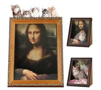Mona Lisa Cat Bed, Mona Lisa Cat Scratcher Beds, Cats Living in Famous Painting, Art 4D Oil Painting Kitten Frame Nest for Artist Kitten, Easy Assembly Pet Bed & Home Decor (B)