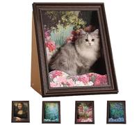 Mona Lisa Cat Bed, Mona Lisa Cat Scratcher Beds, Living In Famous Painting, Famous Art 4D Oil Painting Frame Cardboard Cat House, Easy-To-Assemble (02)