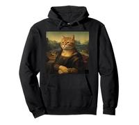 Mona Lisa Cat, Leonardo DaVinci Renaissance Parody Artwork Pullover Hoodie