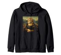 Mona Lisa Cat, Leonardo DaVinci Renaissance Parody Artwork Zip Hoodie