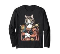 Mona Lisa Cat Lover Leonardo Da Vinci Vintage Cute Kitty Art Long Sleeve T-Shirt