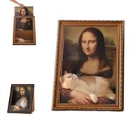 Mona Lisa Cat Scratcher Bed, Art 4D Oil Painting Frame Nest for Kitten,Famous Oil Painting Frame Cardboard Cat House, House with Scratcher Vintage Art Picture Frame (1pcs)
