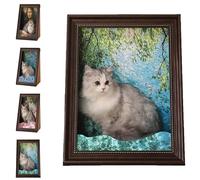Mona Lisa Cat Scratcher Bed, Cat Living in Famous Painting, Art 4D Oil Painting Frame Nest with Arm Front Panel, Easy-to-Assemble Bed Couch Cave Condo Creative Home Decoration (Color4)