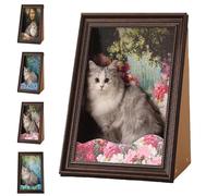 Mona Lisa Cat Scratcher Bed, Cat Living in Famous Painting, Art 4D Oil Painting Frame Nest with Arm Front Panel, Easy-to-Assemble Bed Couch Cave Condo Creative Home Decoration (Color3)