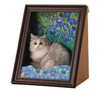 Mona Lisa Cat Scratcher Bed, Mona Lisa Cat Bed, Art 4D Oil Painting Frame Nest with Arm Front Panel, Easy-to-Assemble Bed Couch Cave Condo Creative Home Decoration (B)