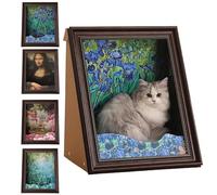 Mona Lisa Cat Scratcher Beds, New Famous Oil Painting Frame Cardboard Cats House, Mona Lisa Cat House, Easy-To-Assemble, for Indoor Cats Resting and Playing (C)