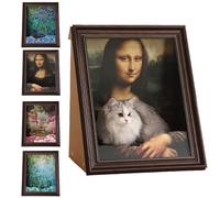 Mona Lisa Cat Scratcher Beds, New Famous Oil Painting Frame Cardboard Cats House, Mona Lisa Cat House, Easy-To-Assemble, for Indoor Cats Resting and Playing (A)