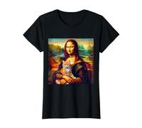 Mona Lisa cat T-Shirt, Women, Black, 3X-Large