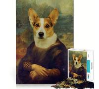 Mona Lisa Corgi Dog Parody Jigsaw Puzzles 1000 Pieces for Adults Creative Play Sharp Detail Real Challenge Home Art (50x75cm)