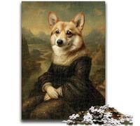 Mona Lisa Corgi Jigsaw Puzzles for Adults 1000 Piece Puzzle,for Educational Game Challenge Toy Unique Home Decor And Gifts (50x75cm)