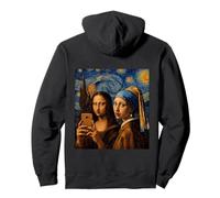 Mona Lisa Duck Face Selfie Girl Pearl Earring Starry Night Pullover Hoodie