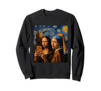 Mona Lisa Duck Face Selfie Girl Pearl Earring Starry Night Sweatshirt