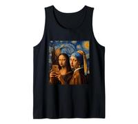 Mona Lisa Duck Face Selfie Girl Pearl Earring Starry Night Tank Top