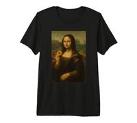 Mona Lisa Eating Donut Funny Dessert Vintage Art Premium T-Shirt
