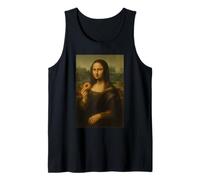 Mona Lisa Eating Donut Funny Dessert Vintage Art Tank Top