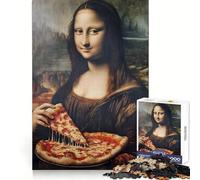 Mona Lisa Eating Pizza Jigsaw 1000 Pieces for Teenagers Brain Exercise Clean Joint Home Activity Night Fun (50x75cm)