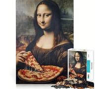 Mona Lisa Eating Pizza Jigsaw 1000 Pieces for Teenagers Brain Exercise Clean Joint Home Activity Night Fun (50x75cm)