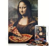 Mona Lisa Eating Pizza Jigsaw 1000 Pieces for Teenagers Brain Exercise Clean Joint Home Activity Night Fun (38x26cm)