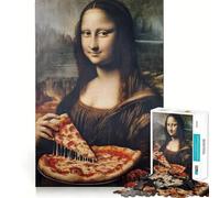 Mona Lisa Eating Pizza Jigsaw 1000 Pieces for Teenagers Brain Exercise Clean Joint Home Activity Night Fun (38x26cm)