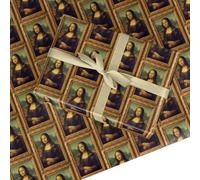 Mona Lisa Fine Art Wrapping Paper Roll - Wide 59.4cm x 3.6m Leonardo da Vinci Renaissance Painting Ornate Gold Frame Gift Wrap for Birthday, Wedding, Anniversary, Art Lovers, Men, Women