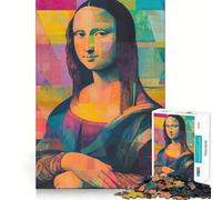 Mona Lisa Geometric Art Jigsaw Puzzle for Adults 1000 Pieces Sharp Thinking Clean Joint Fun Activity Birthday Surprise (38x26cm)