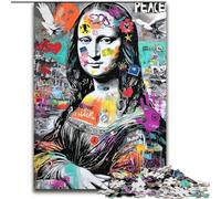 Mona Lisa Graffiti Jigsaw Puzzles for Teenagers 1000 Piece, Help The Brain Exercise Addictive Toys to Cultivate Patience Perfect Decoration (size 26x38cm)