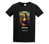 Mona Lisa Graphic College Style Splash Ink Organic Cotton Concise T-Shirt Black L