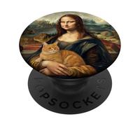 Mona Lisa Holding Cat Renaissance Art Parody PopSockets Adhesive PopGrip
