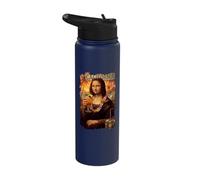 Mona Lisa in California Beach Vacation with Cocktail Holiday Stainless Steel Insulated Water Bottle