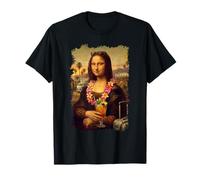 Mona Lisa in California Beach Vacation with Cocktail Holiday T-Shirt