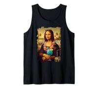 Mona Lisa in California Beach Vacation with Cocktail Holiday Tank Top