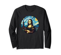 Mona Lisa in the style of Van Gogh Starry Night Long Sleeve T-Shirt