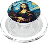 Mona Lisa in the style of Van Gogh Starry Night PopSockets PopGrip for MagSafe