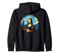 Mona Lisa in the style of Van Gogh Starry Night Zip Hoodie