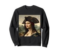 Mona Lisa Inspired Pirate Portrait with Tricorn Hat Style Sweatshirt